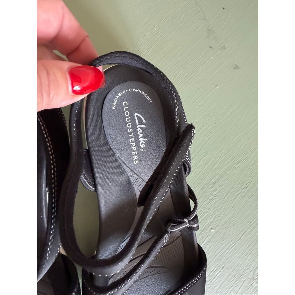 Clarks Cloud Stepper Black Hook & Loop Sandals Sz… - image 3
